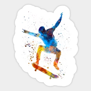 Man skateboard  in watercolor Sticker